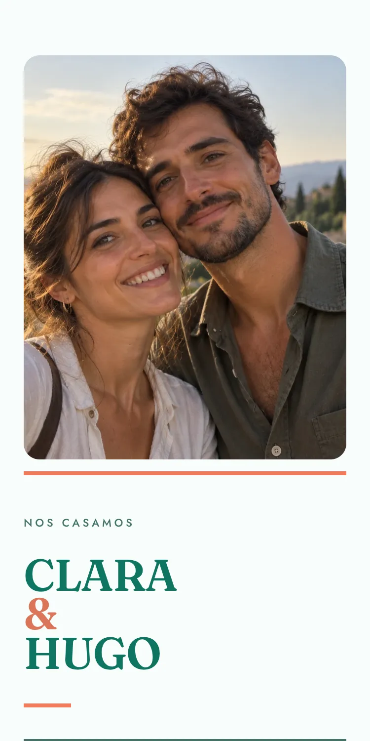 Web de boda con la plantilla Verbena en la paleta Menta, en el móvil